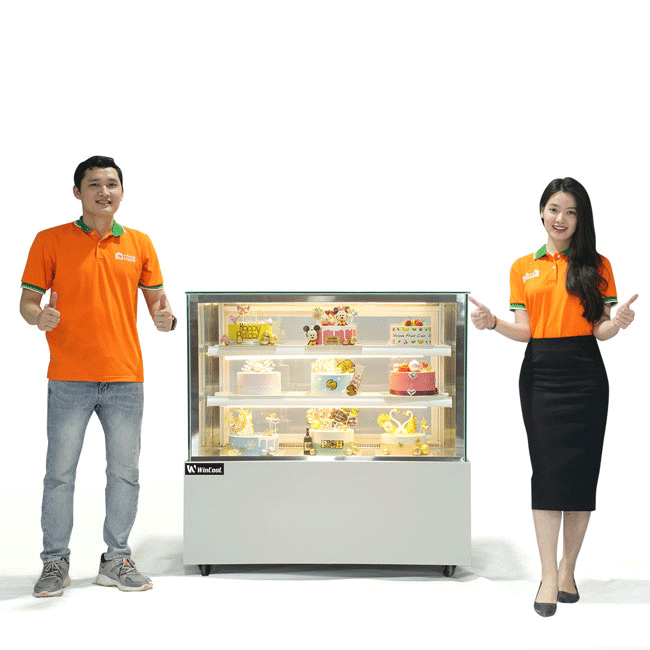 Tủ bánh kem 1m2 kính vuông 3 tầng