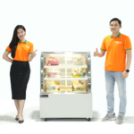 Tủ bánh kem 90cm kính cong 3 tầng