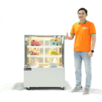 Tủ bánh kem 90cm kính vuông 3 tầng