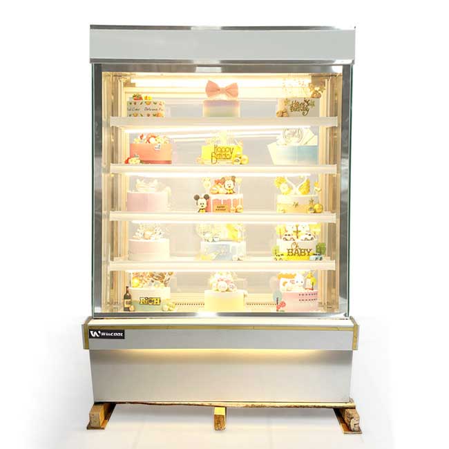 Tủ bánh kem 1m2 kính vuông 5 tầng mới