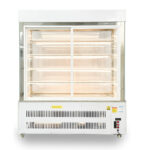 Tủ bánh kem 1m5 kính vuông 5 tầng mới màu trắng