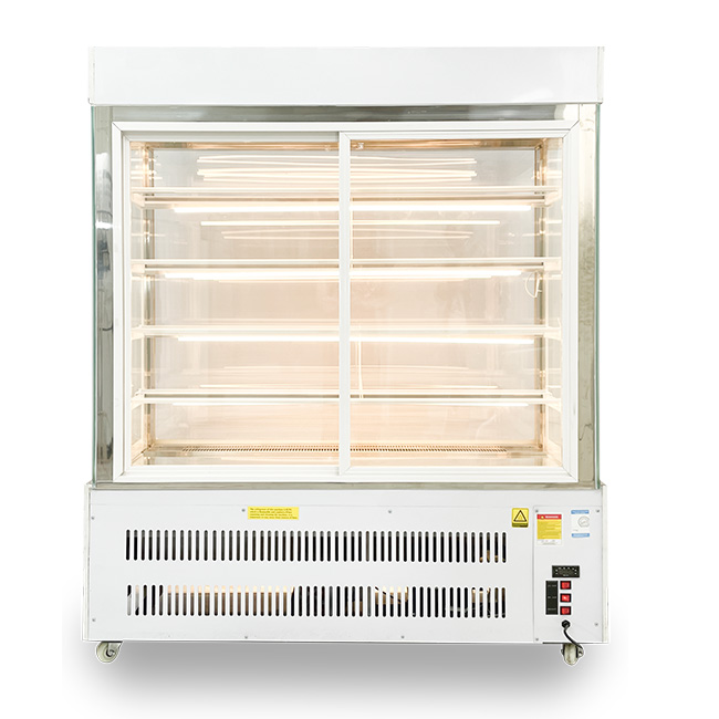 Tủ bánh kem 1m5 kính vuông 5 tầng mới màu trắng