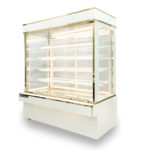 Tủ bánh kem 1m5 kính vuông 5 tầng mới màu trắng