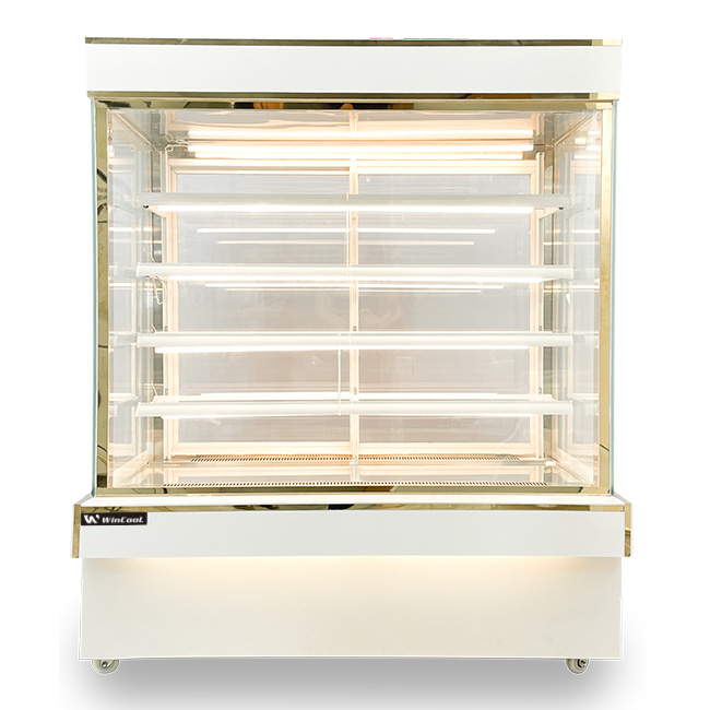 Tủ bánh kem 1m5 kính vuông 5 tầng mới màu trắng